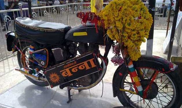 Indian temple where a bike is worshipped