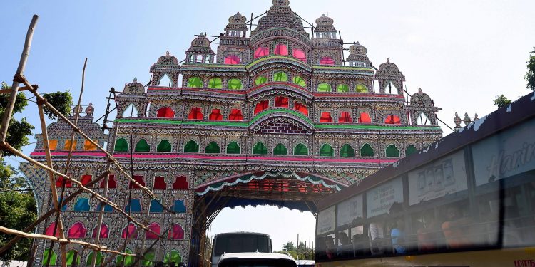 A view of the main entrance at the Mamallapuram heritage site on the eve of informal summit between Prime Minister Narendra Modi and Chinese President Xi Jinping