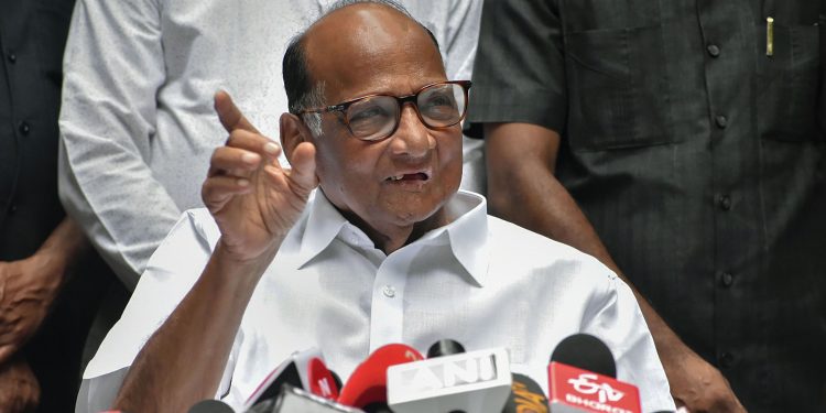 NCP president Sharad Pawar addresses the media at his residence, in Mumbai, Thursday