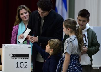 Canadian Prime Minister Justin Trudeau, along with wife, votes in Montreal, Monday