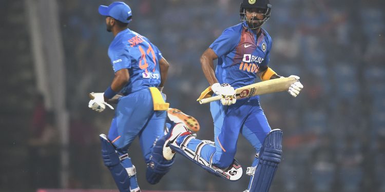 Nagpur: India's  Shreyas Iyer and KL Rahul takes a run in Nagpur, Sunday