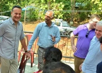 Ireland PM Leo Varadkar (L) visits his ancestral place