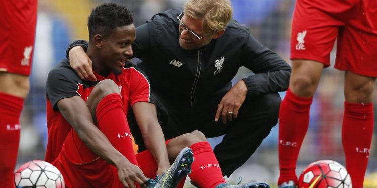 Divock Origi and Jurgen Klopp