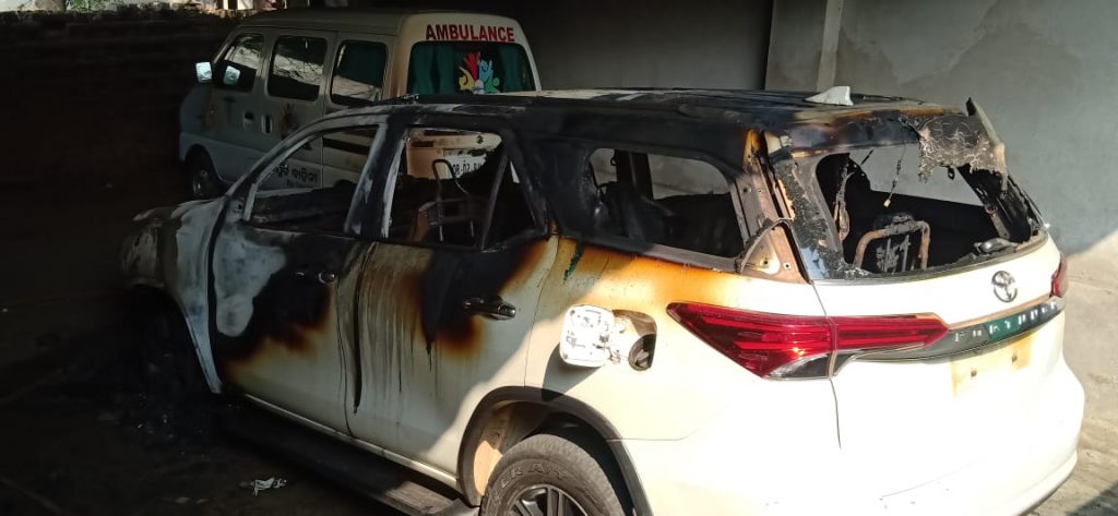 Miscreants set MLA’s vehicle, ambulance on fire in Talcher