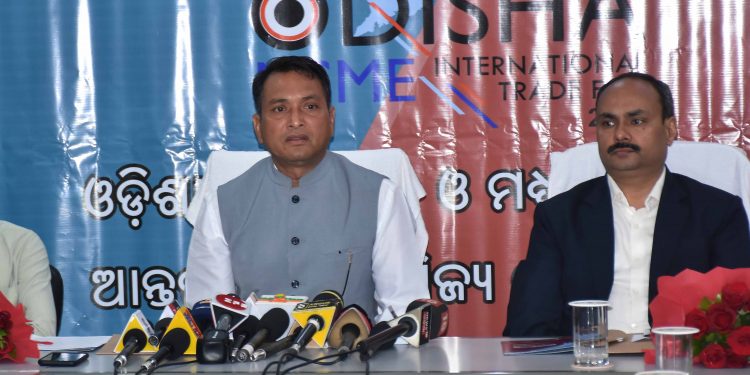 Minister Dibya Shankar Mishra addresses the media regarding the MSME Trade Fair, Sunday