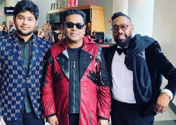 AR Rahman poses with Maroon 5's PJ Morton at Grammys 2020