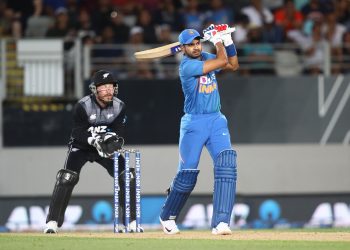 Tim Seifert watches as Shreyas Iyer hits the ball out of the park during the 2nd T20I