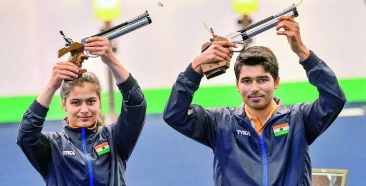 Manu Bhaker and Saurabh Chaudhary won the 10m Air Pistol mixed team title at ISS World Cup in Munich.