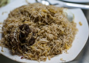 A plate of mutton biryani