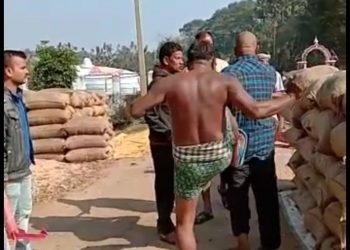 Farmer kicked at paddy procurement centre, video goes viral