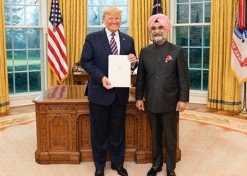 Taranjit Sandhu with US President Donald Trump