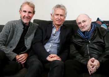 (From left): Mike Rutherford, Tony Banks, and Phil Collins