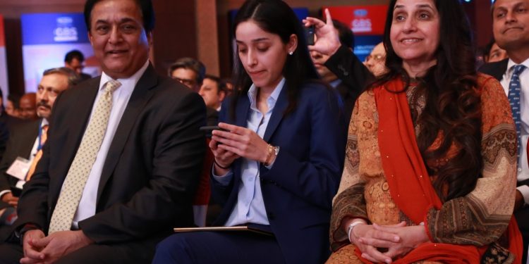 New Delhi: YES Bank Managing Director and CEO Rana Kapoor along with his family at the 4th Global Business Summit in New Delhi on Feb 23, 2018. (Photo: Amlan Paliwal/IANS)