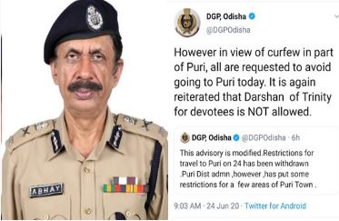 Odisha DGP urges citizens to not visit Puri, ‘darshan’ of deities not allowed