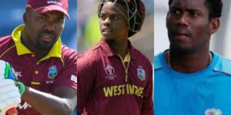 From Left: Darren Bravo, Shimron Hetmyer, Keemo Paul