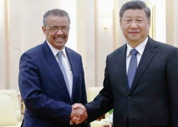 Director general of the World Health Organization  Tedros Adhanom with Chinese president Xi Jinping.