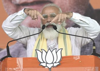 Sasaram: Prime Minister Narendra Modi addresses a gathering during an election rally, in Sasaram, Friday, Oct. 23, 2020. (PTI Photo)(PTI23-10-2020_000047B)