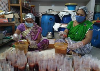 Manjula Patra (right) at her factory