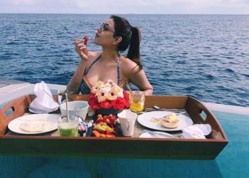 Kajal Aggarwal enjoying with her husband in Maldives, shares photo of having breakfast by the swimming pool