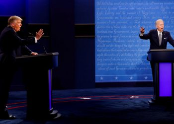 File Photo: US President Donald Trump and Democratic presidential nominee Joe Biden participate in their first 2020 presidential campaign debate held on the campus of the Cleveland Clinic at Case Western Reserve University in Cleveland, Ohio, US, September 29, 2020. (PC: amny.com)