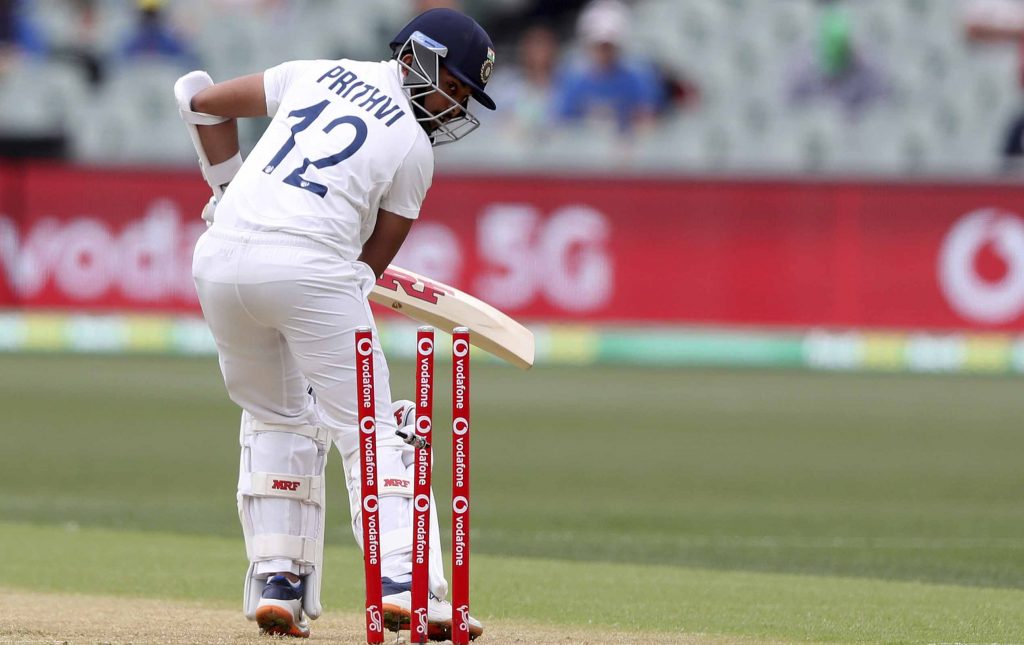 Prithvi Shaw looks back to see his timber rattled