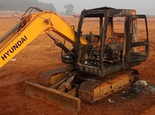 Six earth mover machines gutted in Dhenkanal