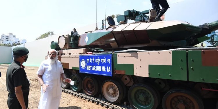 PM Narendra Modi hands over Main Battle Tank Arjun 1A (MK-1A) to Army in Chennai on Sunday, 14th February 2021