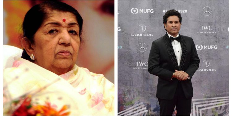 A photo of singer Lata Mangeshkar and former cricketer Sachin Tendulkar. (PC: AFP)