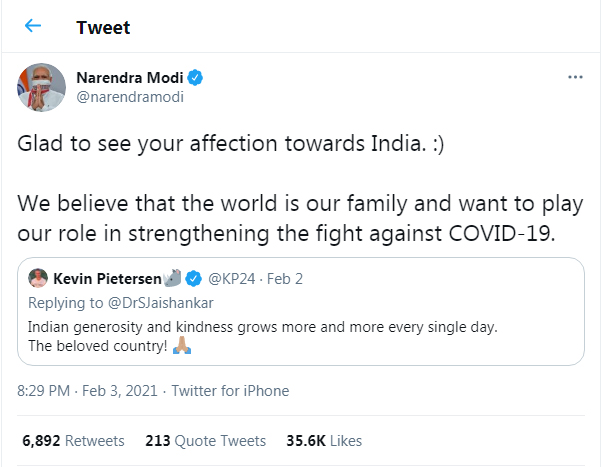 Modi tweet