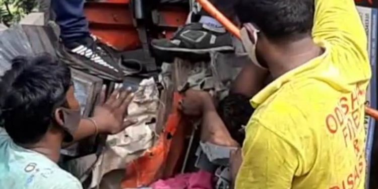 Driver trapped inside overturned truck rescued in Rayagada district