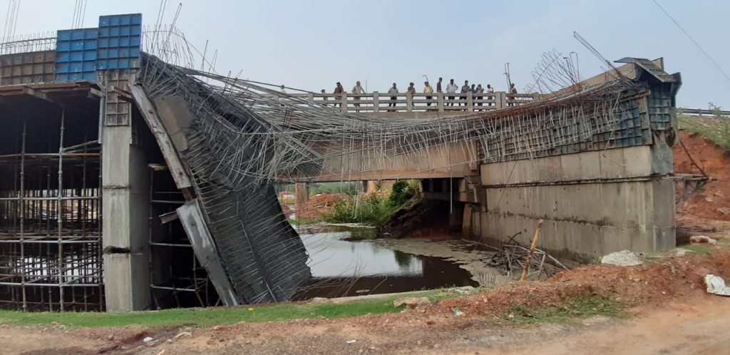 Under construction bridge caves in on NH-16