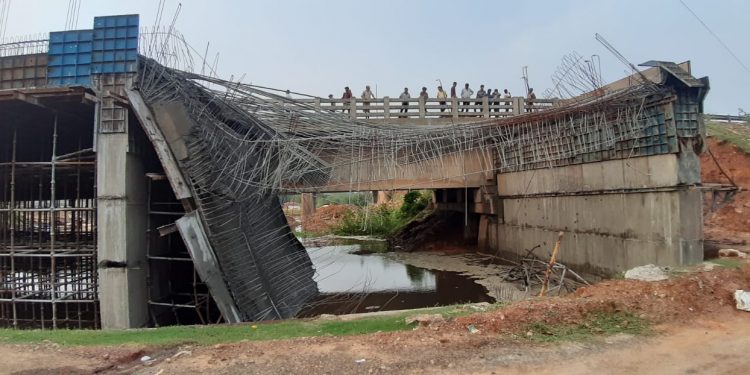 Under construction bridge caves in on NH-16