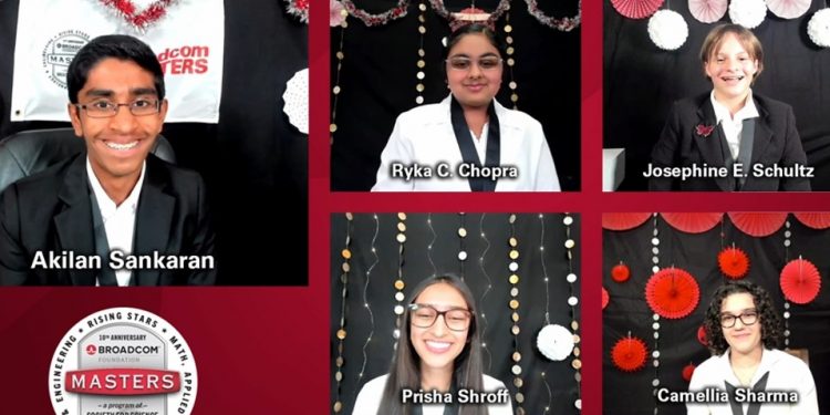 Akilan Sankaran, left, won the top prize at the Broadcom Masters science and engineering competition. (Photo: Society for Science)