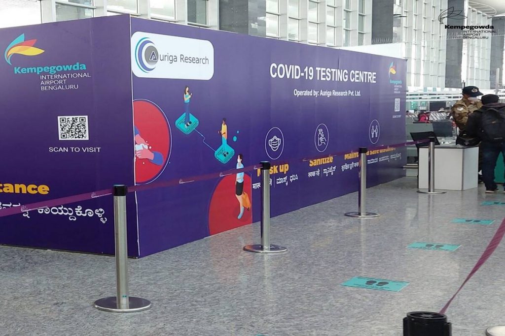 A Covid-19 testing centre at the airport in Bengaluru