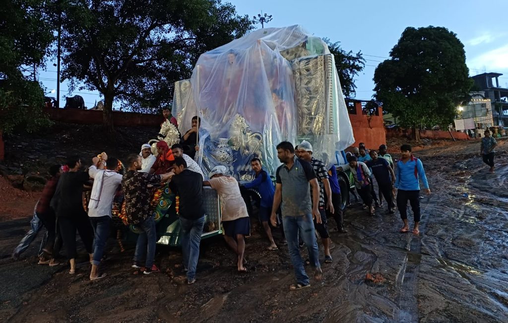 Durga immersion hit by heavy rains, postponed in Puri