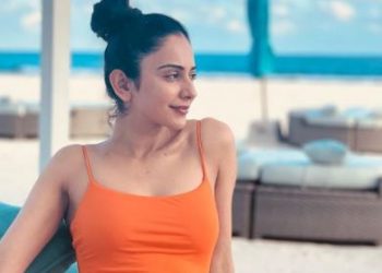 Rakul Preet Singh dazzles in orange swimsuit