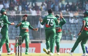 India bowled out for 186 after Shakib's 5/36 Mirpur: KL Rahul was an aberration in a disastrous batting display that saw India getting bowled out for 186 against a Bangladesh attack led admirably by Shakib Al Hasan (5/36) in the first ODI here Sunday. Rahul struck a fluent 73 off 70 balls on a day when the others struggled to get going and when the side was packed with all-rounders. Rahul hit five fours and four sixes. India's innings lasted 41.2 overs. Opting to field, Mustafizur Rahman started the proceedings with a maiden, before India skipper Rohit Sharma opened the visitors' boundary count by smashing Hasan Mahmud through the gap between point and cover. Shikhar Dhawan went down the ground and got his first boundary by sending the ball over cover. Bangladesh skipper Litton Das effected an early bowling change, bringing in off-spinner Mehidy Hasan Miraz into the attack in the fourth over, and he started on a tidy note before castling Dhawan for seven. The opener went for the reverse sweep but the ball bounced a bit more than usual, touched his wrist before going on to hit the stumps. Rohit struck the first six of the series when he pulled Mahmud over deep square leg after the medium pacer drifted the ball on his pads. The India skipper again found the deep square leg region but this time for a boundary as he employed the sweep shot against Miraz. Rohit then chose the off-side, cutting Mahmud along the ground for a boundary after being given plenty of width. It was then the turn of Virat Kohli to pick the deep square leg region as the former captain swept Miraz for a four. Litton made another bowling change, summoning the seasoned Shakib, and again he was instantly rewarded thanks to a brilliant delivery by the star all-rounder. Having got a start, Rohit (27 off 31 balls) went for the turn but the ball didn't, and instead, went past the inside edge before disturbing the middle and leg stumps. There was more joy in store for the hosts as, two balls later, the left-arm spinner sent back Kohli (9) after Litton pulled off an incredible catch at cover after diving full length to his right, leaving Kohli stunned and the crowd at the Shere Bangla National Stadium elated. At 49 for three in the 11th over, India needed a partnership. KL Rahul joined Shreyas Iyer (24) in the middle but the latter was dismissed by Ebadot Hossain (4/47), who was rewarded for bowling to a plan that works best against Iyer -- short-pitched stuffs. With the small 43-run stand coming to an end, Washington Sundar (19) walked in and looked to help Rahul in building a partnership. However, the duo could add no more than 60 runs as, shortly after Rahul reached his half-century, Washington picked a fielder while trying to play the reverse sweep against Shakib. In the next over, Ebadot sent back Shahbaz Ahmed and Shakib then dismissed Shardul Thakur and Deepak Chahar to leave India tottering at 156 for eight. PTI India, Bangladesh, ODI