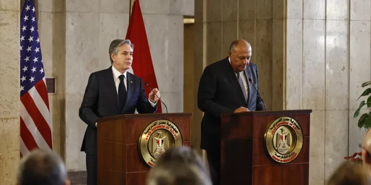 US Secretary of State Antony Blinken, left, and Egyptian Foreign Minister Sameh Shoukry hold a press conference in Cairo, Egypt, January 30, 2023. (PC: AP)