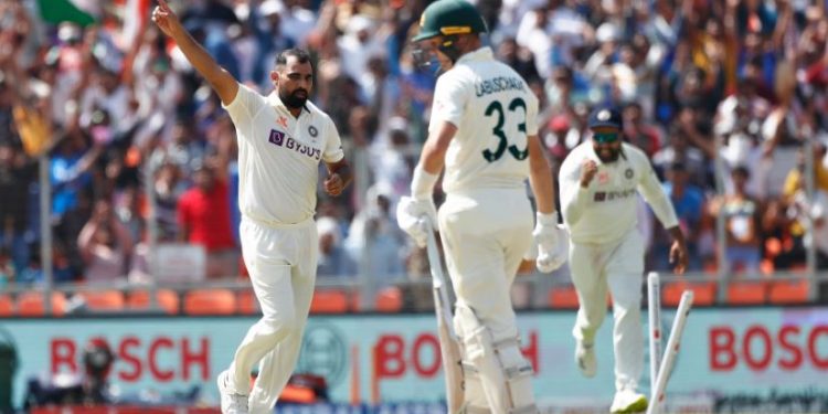 Mohammed Shami takes Labuschagne's wicket in the 1st innings of fourth test BGT