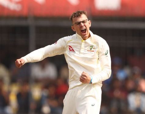 Todd Murphy celebrates in jubilation after taking Virat Kohli's wicket on day 1 of Indore Test (Image: ICC/Twitter)