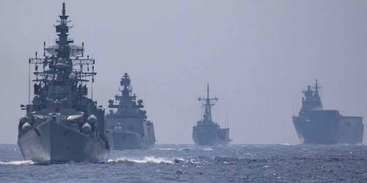 Royal Australian Navy task group on Indian shores during AUSINDEX 2019 (Image: Department of Defence Australia)