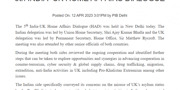 India concerned over misuse of UK's asylum status by the Pro-Khalistan elements