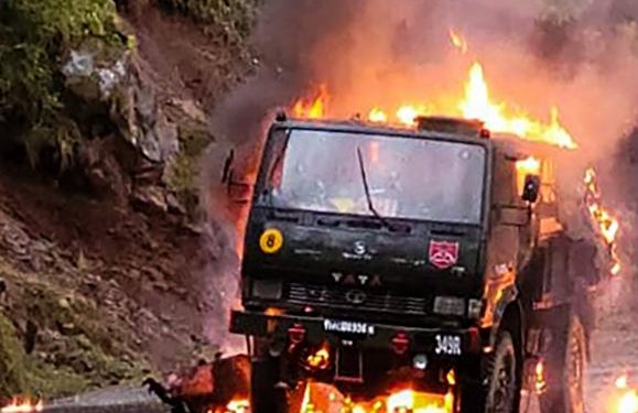 Five soldiers killed after army vehicle caught fire in Poonch district, J&K (Image: DailyExcelsior1/Twitter)