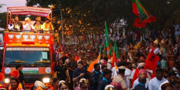 Narendra Modi holds a mega road show in Mysuru ahead Karnataka polls 2023 (Image: narendramodi/Twitter)