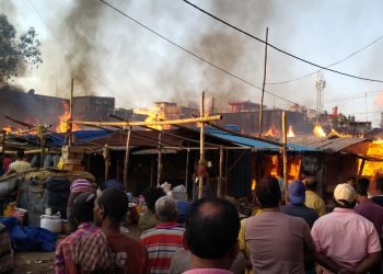 Odisha Fire mishap at daily market engulfs 50 shops in Keonjhar district