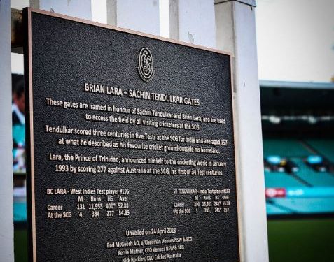 Gate named after Tendulkar unveiled at SCG to mark his 50th birthday