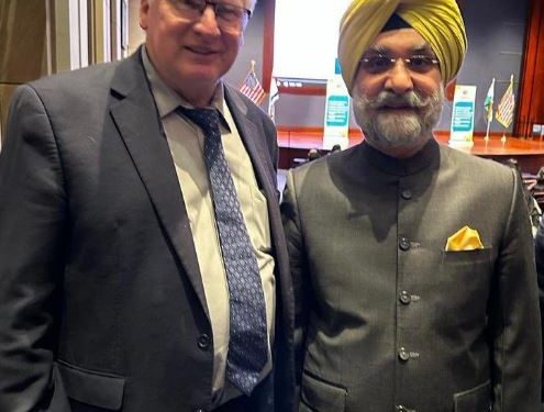 Indian Ambassador to the US of America Taranjit Singh Sandhu with Congressman Glenn Grathman (Image: Twitter)