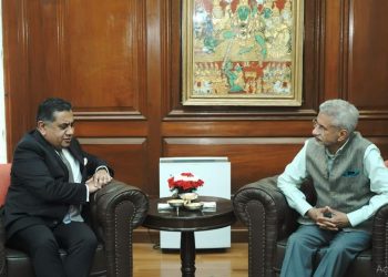 EAM S Jaishankar in discussion with British minister Tariq Ahmad (Image: MEAIndia/Twitter)