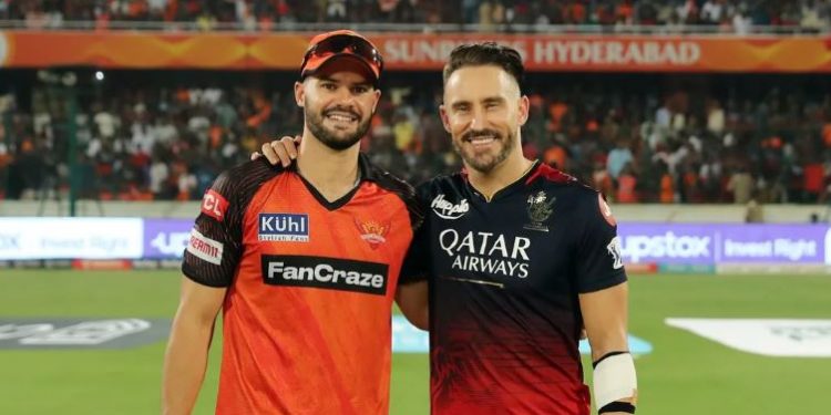 Aiden Markram and Faf du Plessis during the toss of an IPL match between Sunrisers Hyderabad and Royal Challengers Bangalore (Image: iplt20.com)