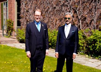 EAM S Jaishankar with Swedish Foreign Minister Tobias Billstrom (Image: DrSJaishankar/Twitter)